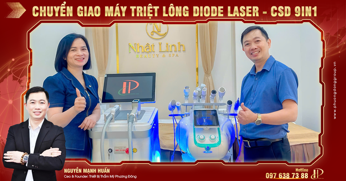 Chuyển giao Máy triệt lông Diode Laser BM-109 và Máy CSD 9 trong 1 tới Nhật Linh Beau
