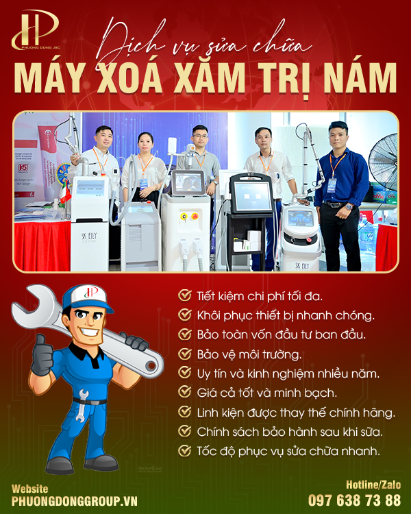 Dịch vụ sửa chữa máy xoá xăm và trị nám giá tốt và uy tín với Phương Đông Service