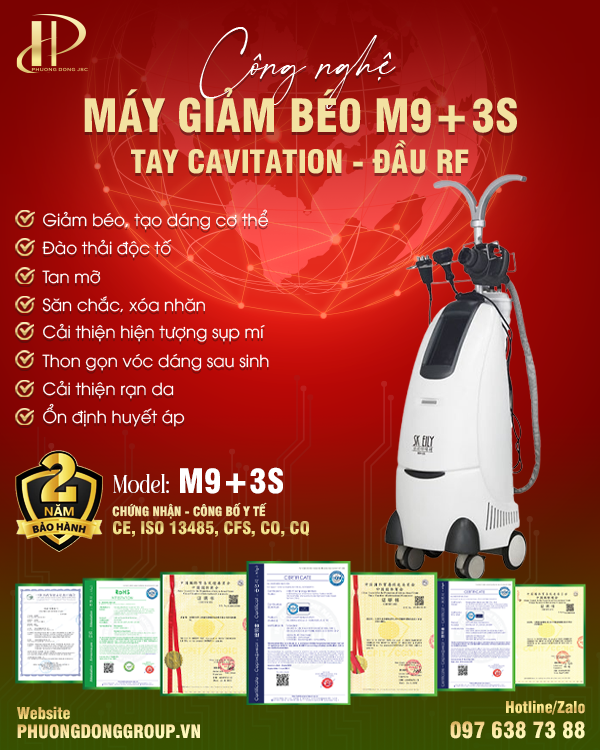 Máy giảm béo M9-3s tay Cavitation và đầu RF