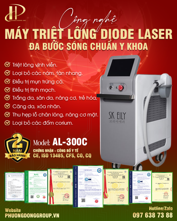 Máy triệt lông Diode Laser AL-300C Đa bước sóng chuẩn y khoa