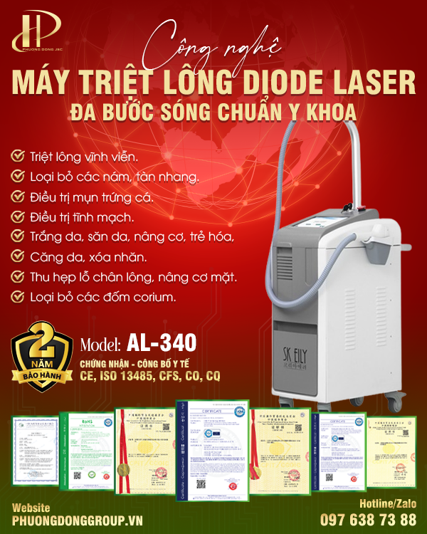 Máy triệt lông Diode Laser AL-340 Đa bước sóng chuẩn y khoa