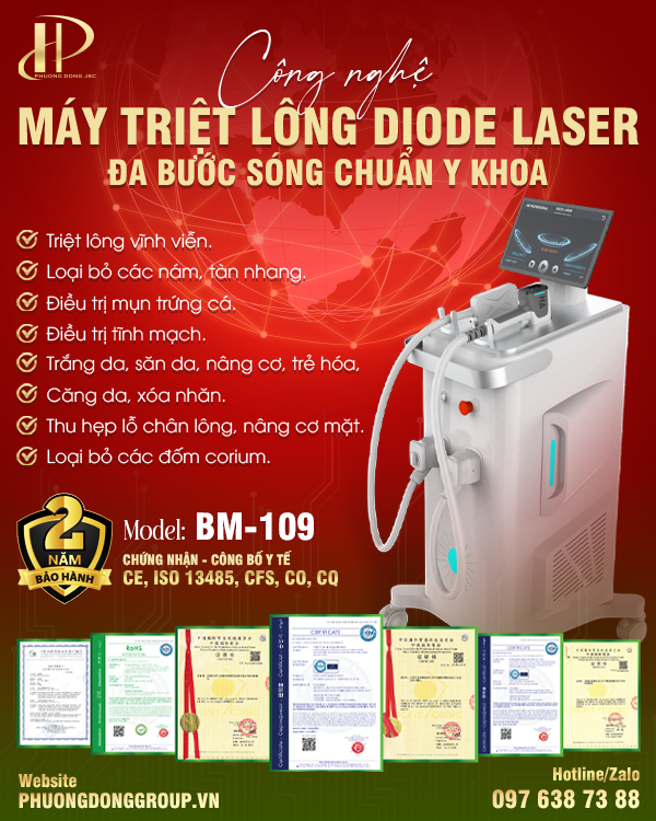Máy triệt lông Diode Laser BM-109 Đa bước sóng chuẩn y khoa