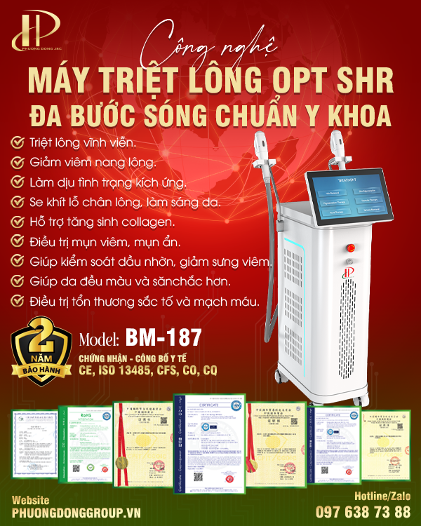 Máy triệt lông OPT SHR BM-187 Đa bước sóng chuẩn y khoa